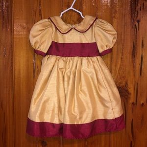 Gold and Burgundy Non-Smocked Custom Pageant Dress